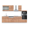 KÜCHENZEILE Fame-Line Goldkraft Eiche/Weiß 300 cm mit Hochschrank AP Marmor - Honigeiche/Eiche Wotan, Holzwerkstoff (300/81.6/60cm) - Vicco