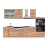 KÜCHENZEILE Fame-Line Goldkraft Eiche/Weiß 300 cm mit Hochschrank AP Marmor - Honigeiche/Eiche Wotan, Holzwerkstoff (300/81.6/60cm) - Vicco