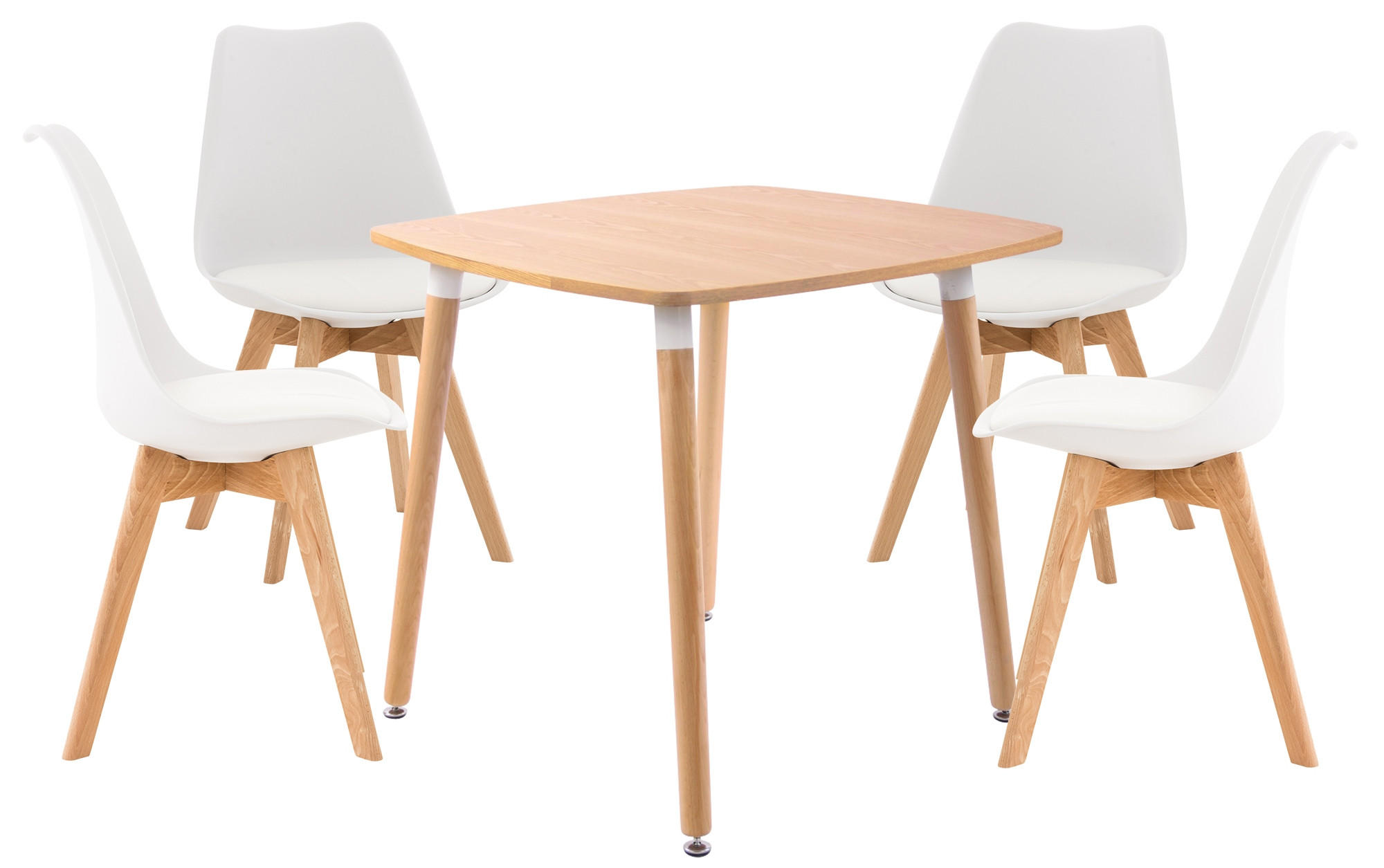 TISCHGRUPPE Holz natura/weiß - Eukalyptusholzfarben/Weiß, Holz (130/83/130cm) - CLP