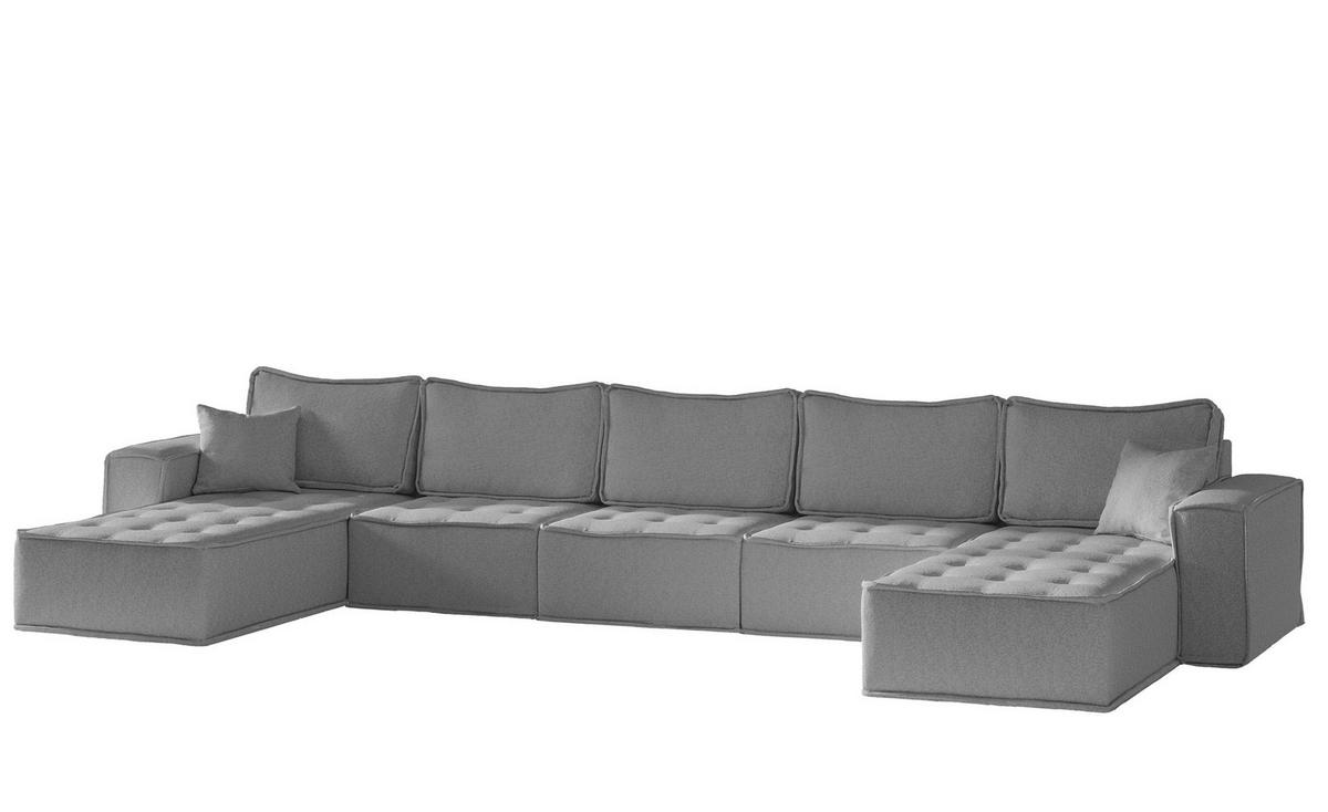 WOHNLANDSCHAFT Sande In Raven - Grau, Holzwerkstoff/Textil (452/85/192cm) - Fun Möbel
