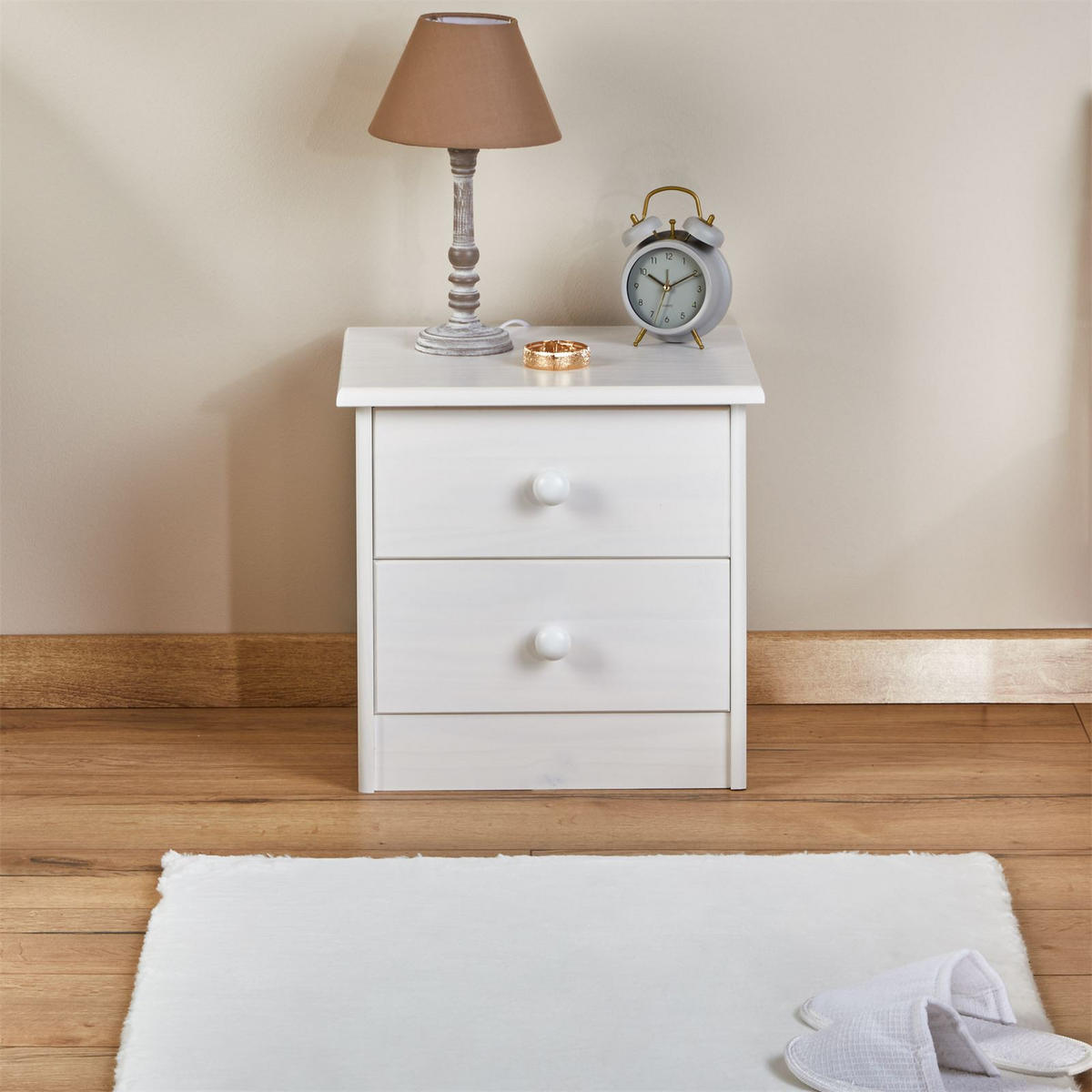 NACHTTISCH RONDO weiß - Weiß, Holz (43/41/35cm) - IDIMEX