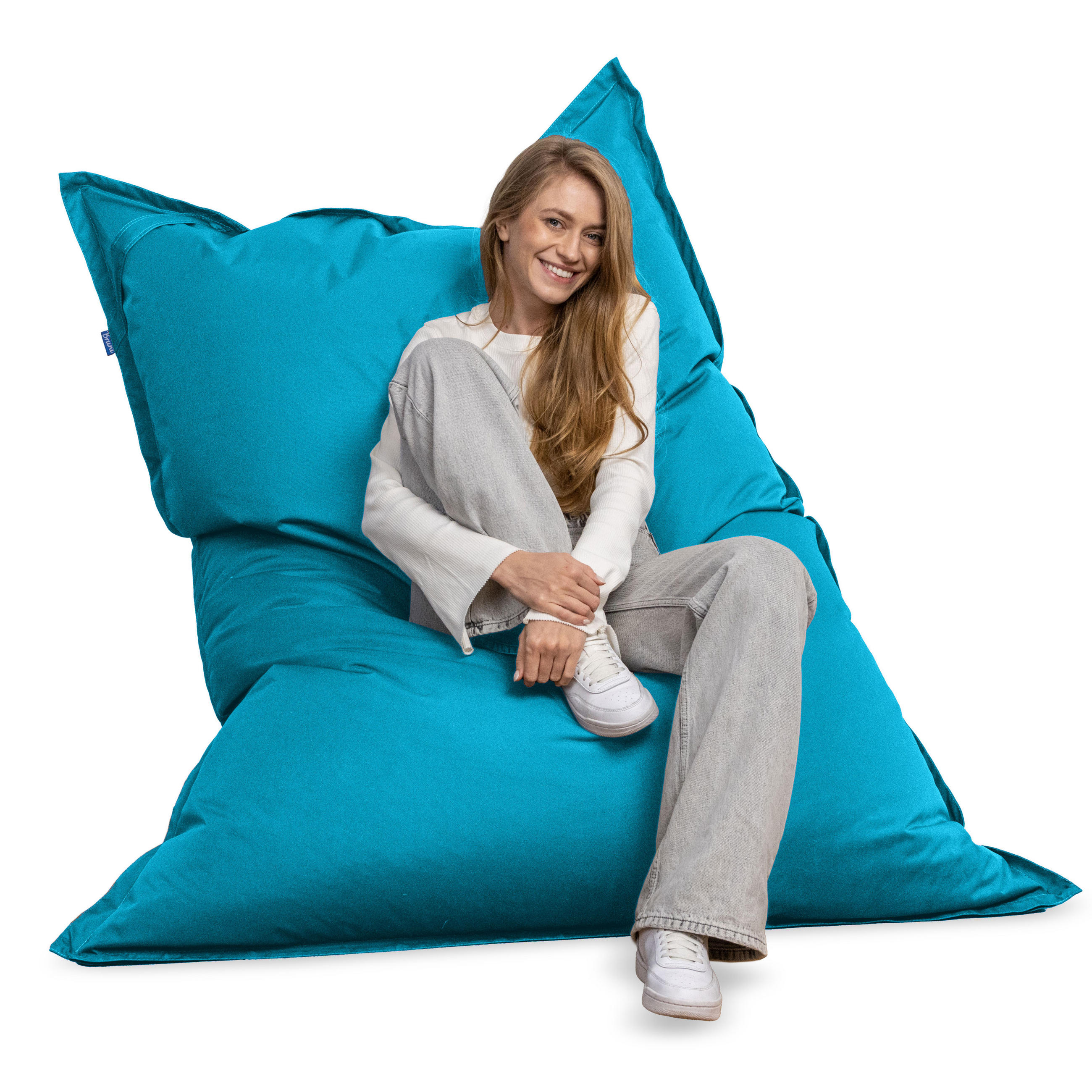 SITZSACK XXL Caree lichtblau, 140x180cm groß für Outdoor - Blau/Hellblau, Textil (180/140/30cm) - Bruni