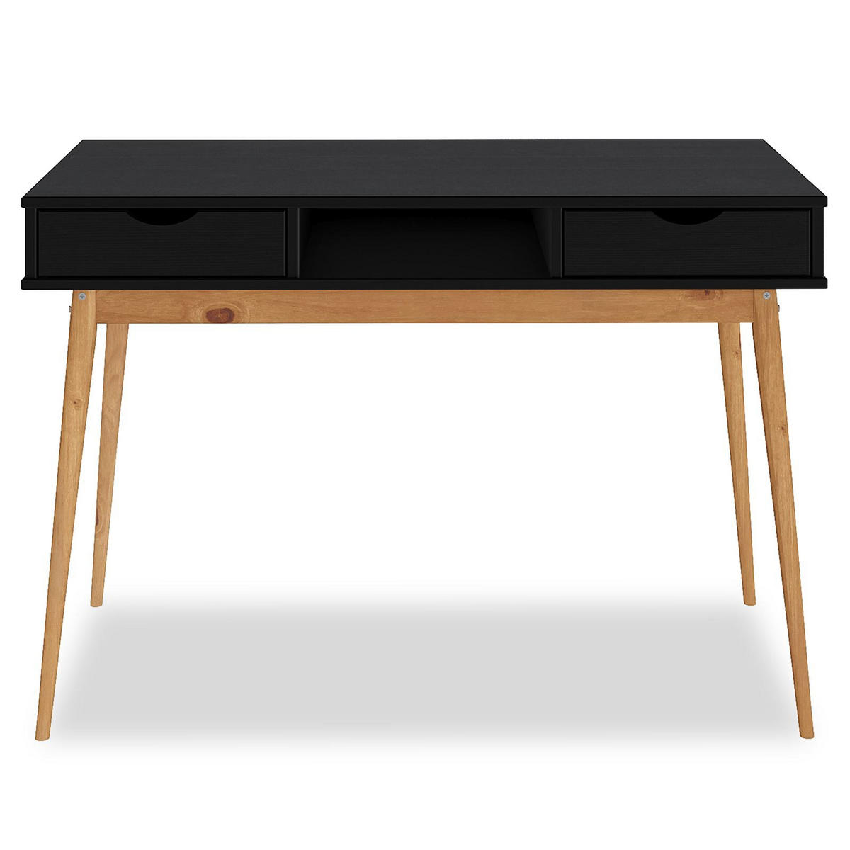 SCHREIBTISCH STEFAN schwarz/Eiche - Eichefarben/Schwarz, Holz (50/110/75cm) - IDIMEX