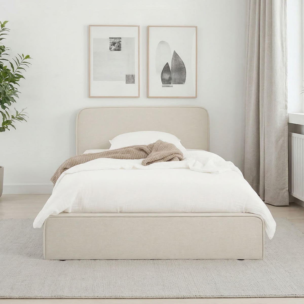 POLSTERBETT MARINI 90x200 cm cremeweiß - Creme, Textil (90/200cm) - IDIMEX