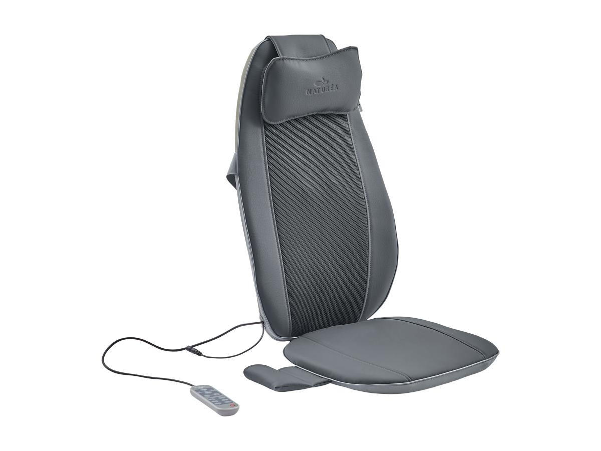 SHIATSU-MASSAGESITZAUFLAGE - Kunstleder - Grau - APASIA - Grau, Leder (48/68/44cm) - Vente-Unique