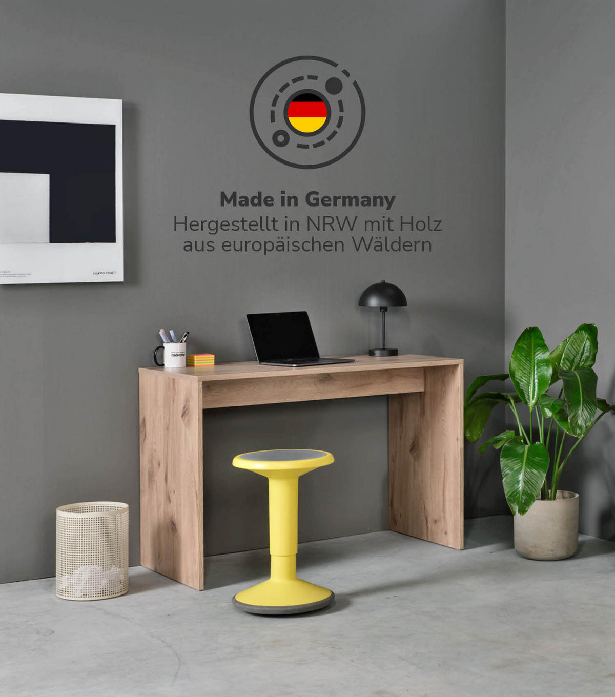SCHREIBTISCH Der Produktive - Eichefarben, Holzwerkstoff (54/112/77cm) - Mokebo