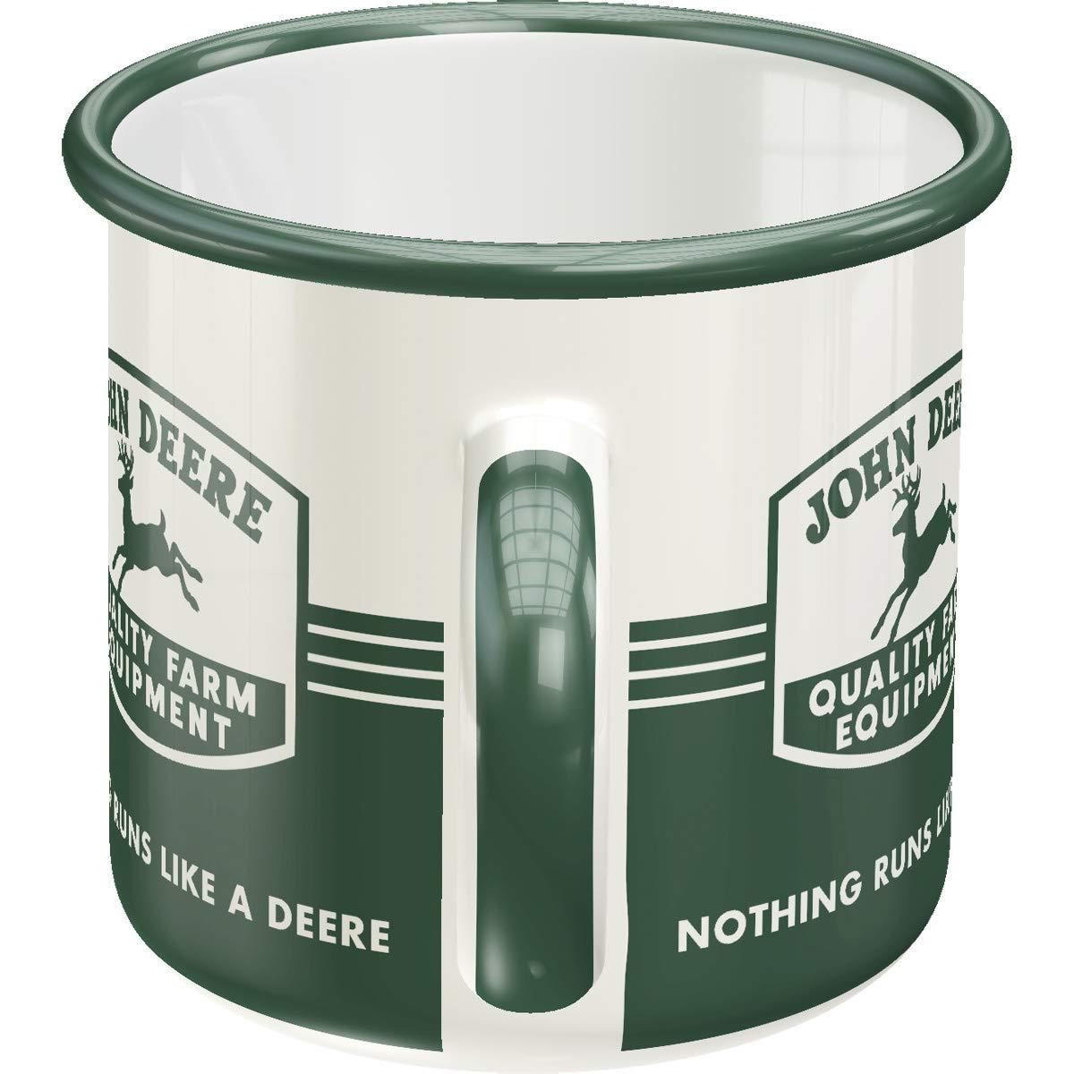 EMAILLE-BECHER 360 ml John Deere Quality Farm Equipment - Waldgrün/Weiß, Metall (0.36L) - Nostalgic-Art