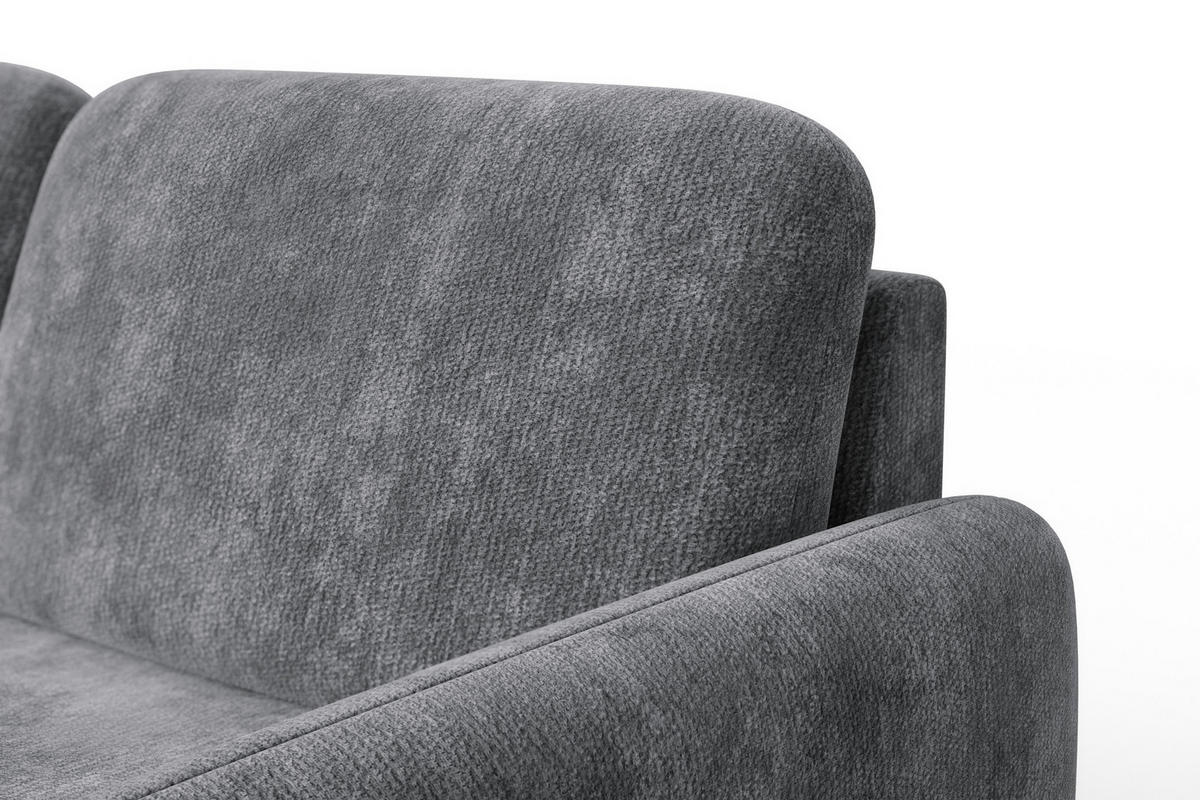 ECKSOFA FEBE 4-Sitzer LINKS, grauer Chenille-Stoff - Schwarz/Grau, Holz/Textil (264/157cm) - Wozimo
