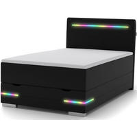 BOXBETT Texas schwarz 90/200 cm LED Kunstleder - Schwarz, Holz/Textil (90/200cm) - wonello