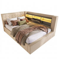 POLSTERBETT 140/200 cm in Beige mit Bettkasten, LED und USB Leinen - Beige, Holzwerkstoff/Textil (140/200cm) - STILVORA