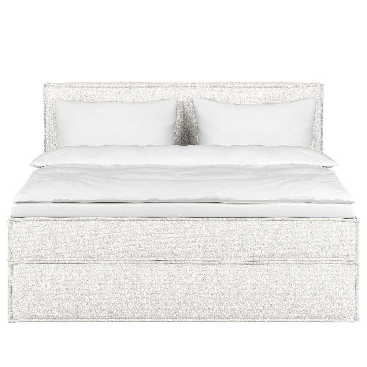 BOXSPRINGBETT mit Kopfteil - Premium - Weiß, Textil (200/200cm) - home24