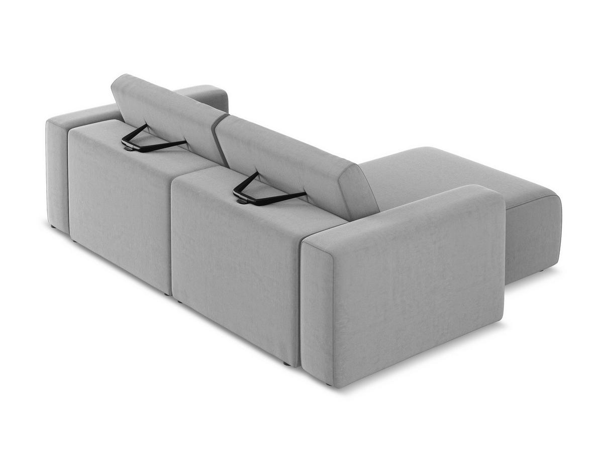 ECKSOFA Links Samt Stoff Grau - Creme/Schwarz, Kunststoff/Textil (167/224cm) - Makamii