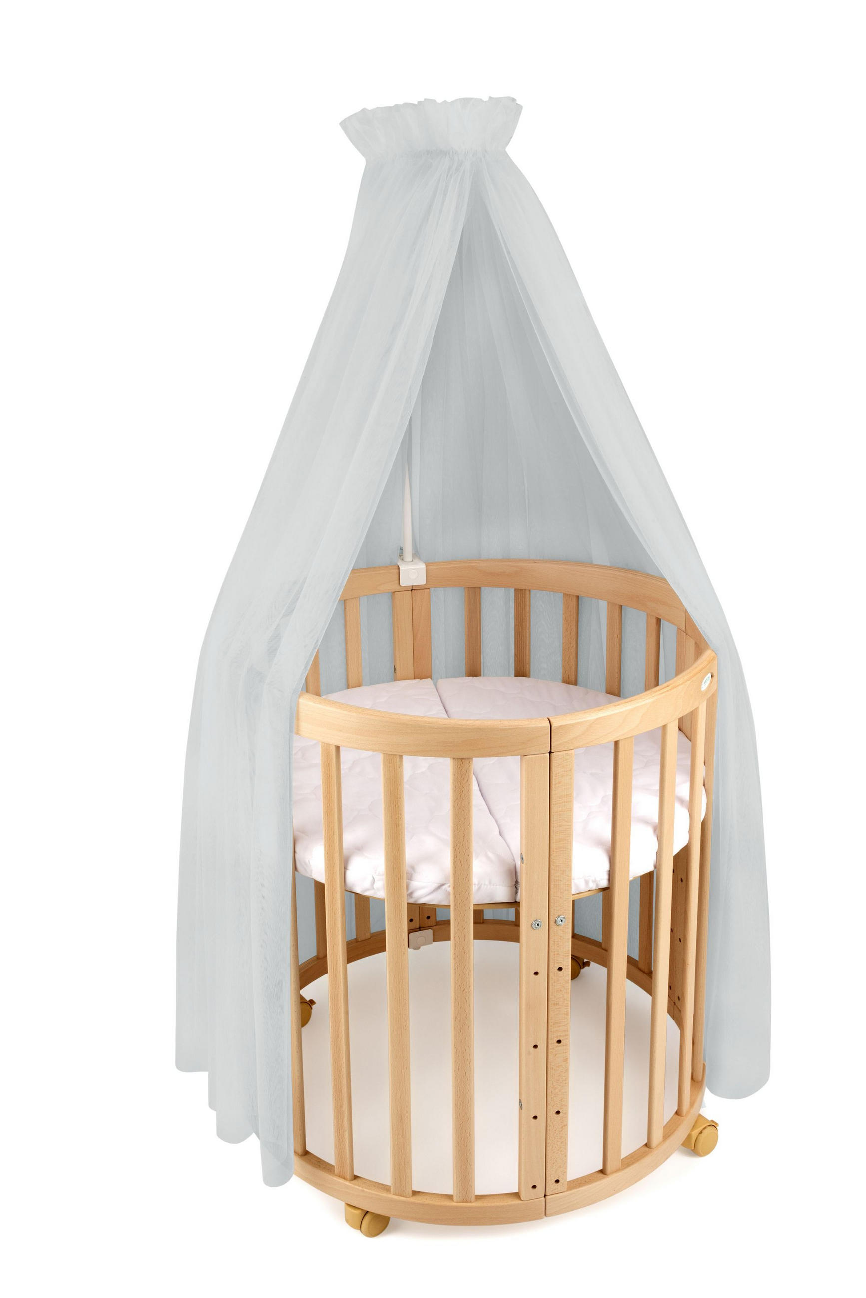 BABY Betthimmel Baldachin mit Himmelstange - Grau, Textil - waldin