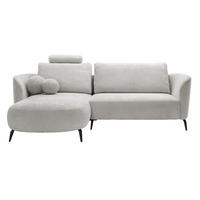 ECKSOFA auf Füßen Kendra 260 cm mit Schlaffunktion, Links, Hellgrau - Hellgrau, Holz (260/180cm) - Emporius