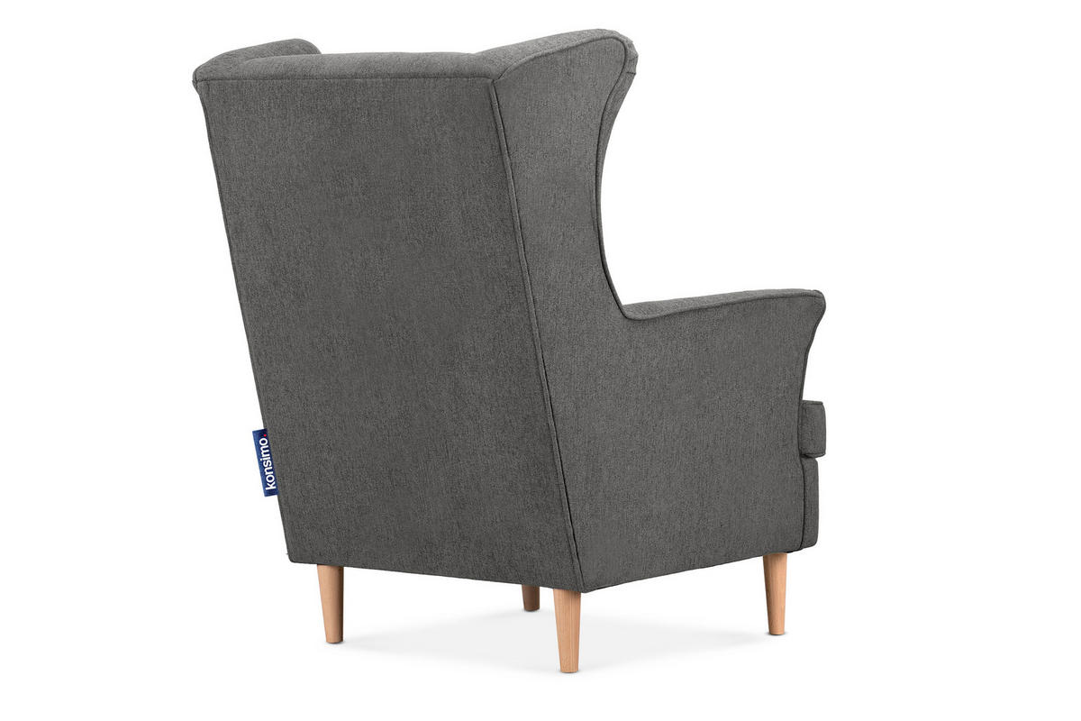 OHRENSESSEL STRALIS inklusive dekorativem Kissen, hellgrau - Hellgrau/Grau, Textil (82/108/80cm) - KONSIMO®