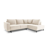AUSKLAPPBARES-ECKSOFA rechts Caro aus Samt leichtes beige 5 Sitzplätze - Beige, Textil (187/247cm) - Micadoni