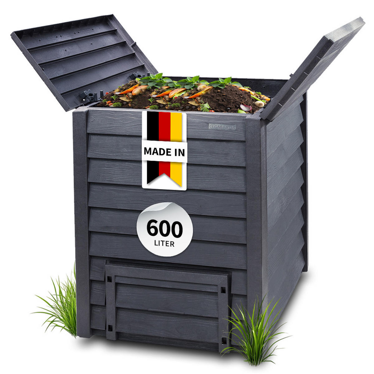 KOMPOSTER 600 L, anthrazit-braun - Braun, Kunststoff (80/100/80cm) - GARANTIA