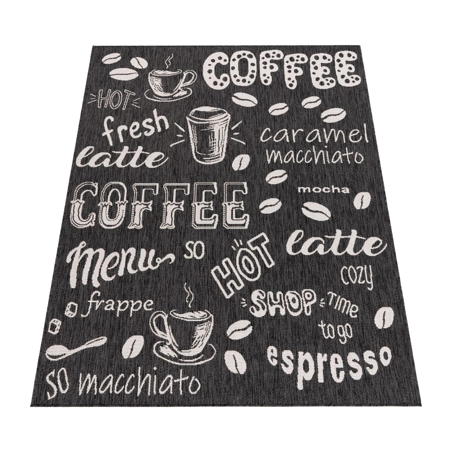 TEPPICH Kurzflor Schriftzug Wohnzimmer schmutzabweisend Anthrazit Läufer 60x100 - Anthrazit, Textil (60/100cm) - KADIMA DESIGN