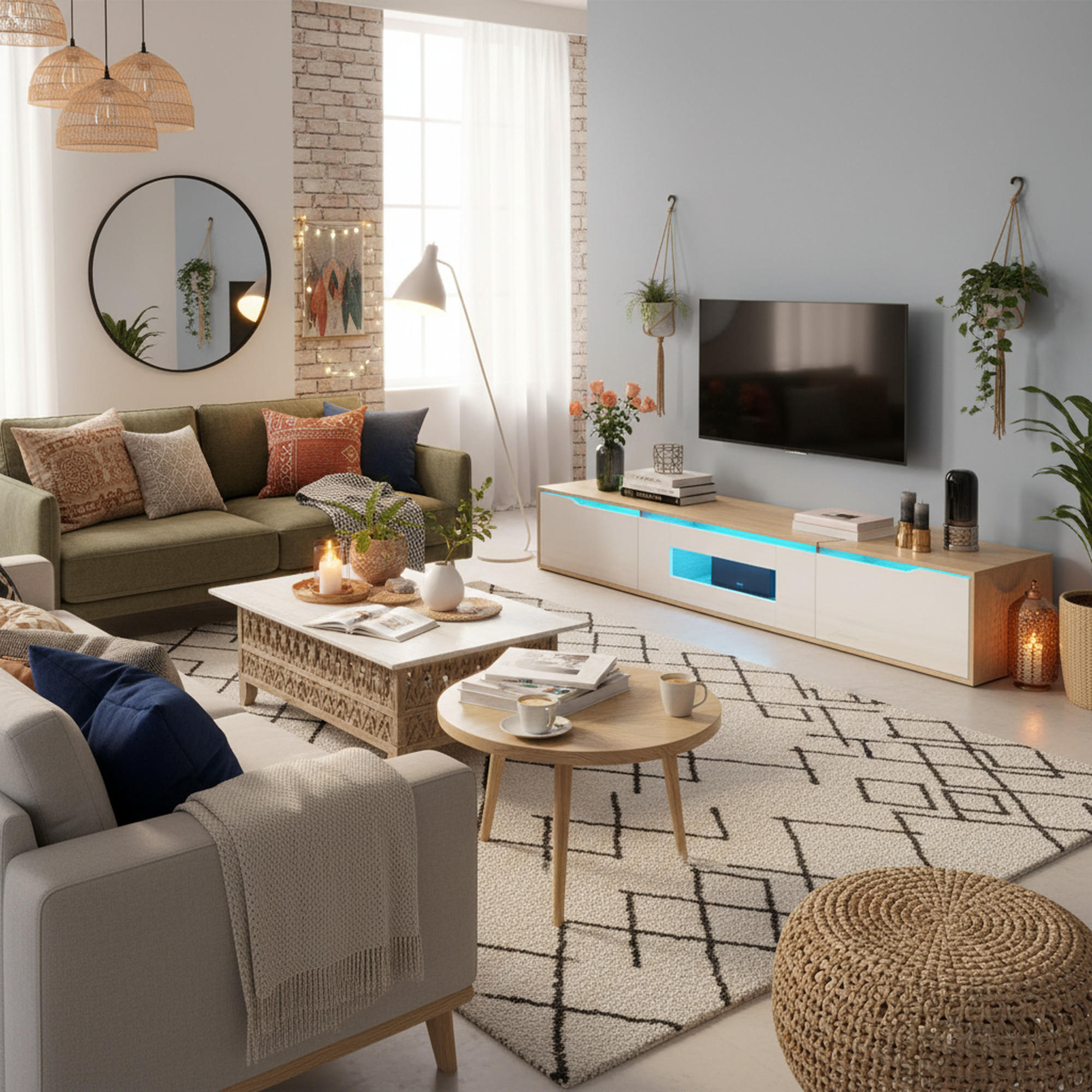 Thumbnail - Urban Meuble Tv-Lowboard, Weiß, Holzwerkstoff, Rechteckig, 180x30x35 cm, Wohnzimmer, Wohnwände, Lowboards, Lowboards ste...