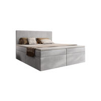 BOXSPRINGBETT Siena mit Schubladen und Topper, POSO-Cordstoff, 180x200 cm, Grau - Grau, Holz - PROMETO Möbel