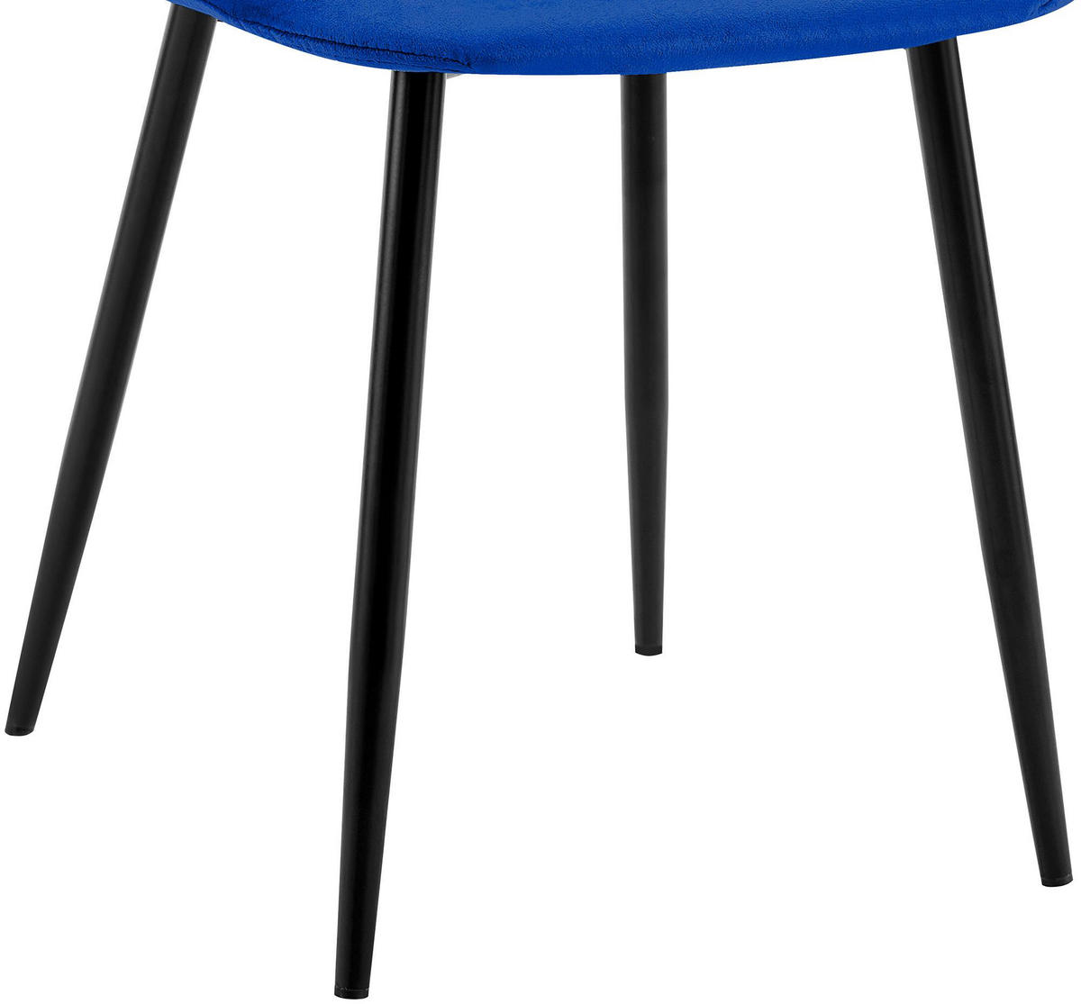 STUHL 4er Set Samt Blau - Blau/Schwarz, Textil/Metall (45/88/54cm) - CLP