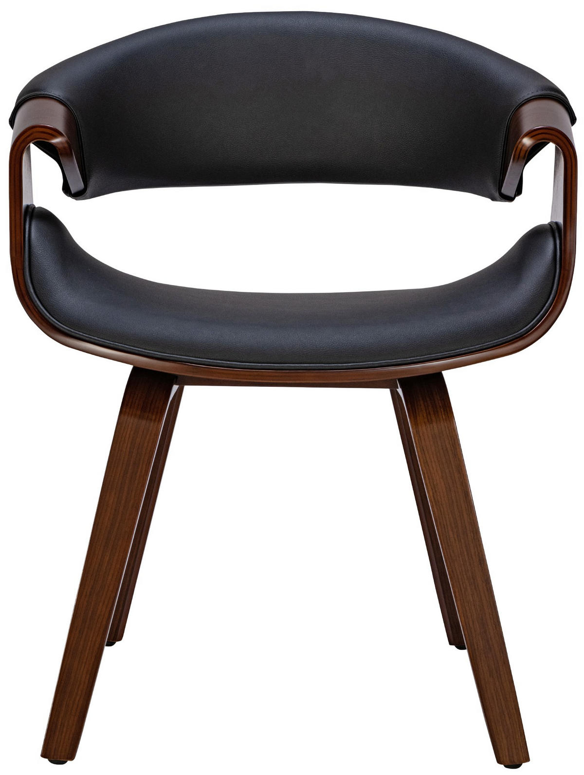 STUHL 2er Set Lederlook walnuss/schwarz - Walnussfarben/Schwarz, Holz/Textil (62/76/52cm) - CLP