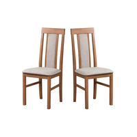 STUHL 2er Set Nilo 2, hell nussbaum - Hellbraun/Cappuccino, Holz (43/94/40cm) - Leaf Design