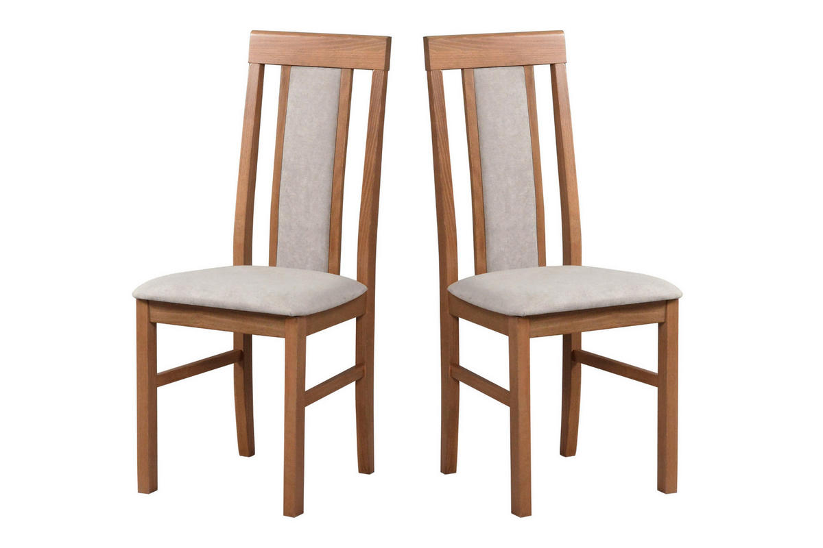 STUHL 2er Set Nilo 2, hell nussbaum - Hellbraun/Cappuccino, Holz (43/94/40cm) - Leaf Design