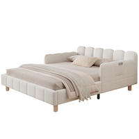 KINDERBETT 140/190 cm beige aus Samt mit Kopfteil und Seitenteilen - Beige, Textil (140/190cm) - OKWISH