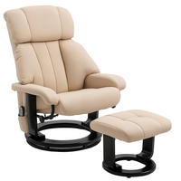 MASSAGESESSEL DE-06345 Mit Hocker, 10 Massagepunkte, verstellbare Lehne Cremeweiß - Creme, Metall (80/102/76cm) - ComfortXL