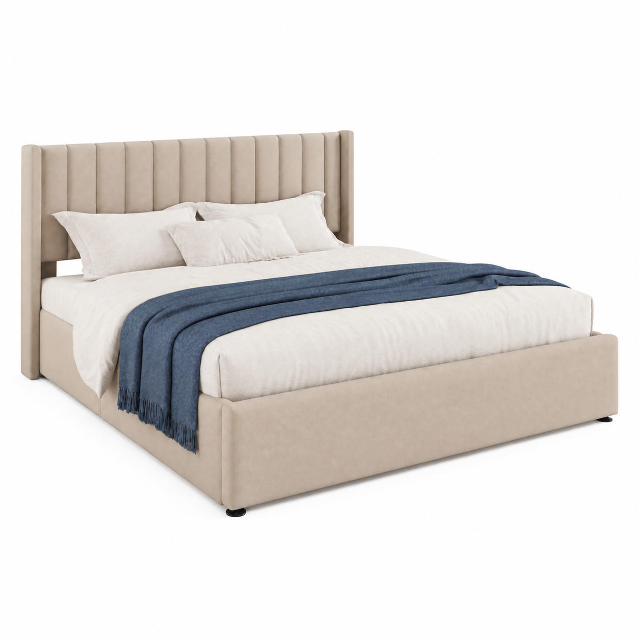 BETT mit Bettkasten 140x200 cm Leinen Beige inkl. Matratze - Beige, Metall (140/200cm) - Meubliv