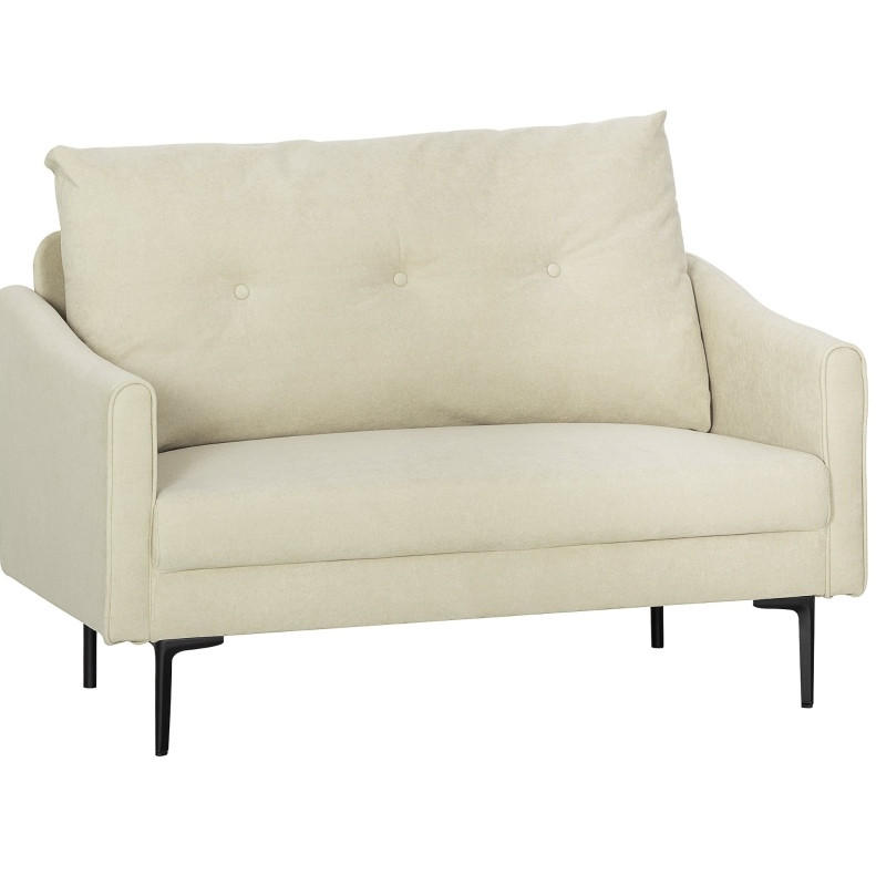 2-SITZER 124/73/92 cm Cremeweiß aus Metall mit Schaumstoff-Polsterung - Creme, Metall (73/92/124cm) - OKMYHOME