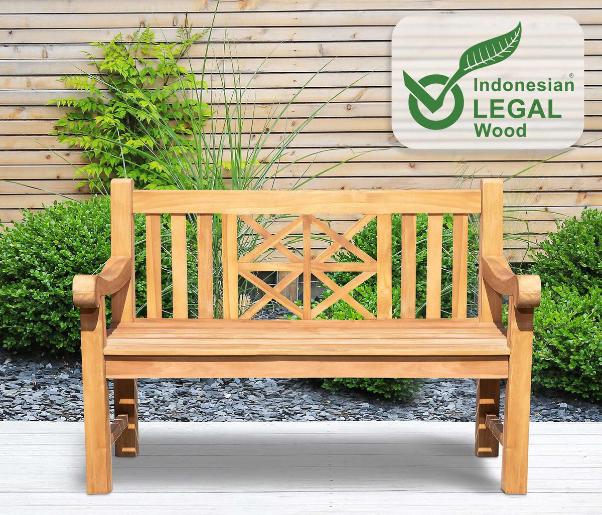TEAKBANK Holzbank 120 cm mit Abdeckhaube Teak - Braun, Holz (120/92/72cm) - TPFGarden