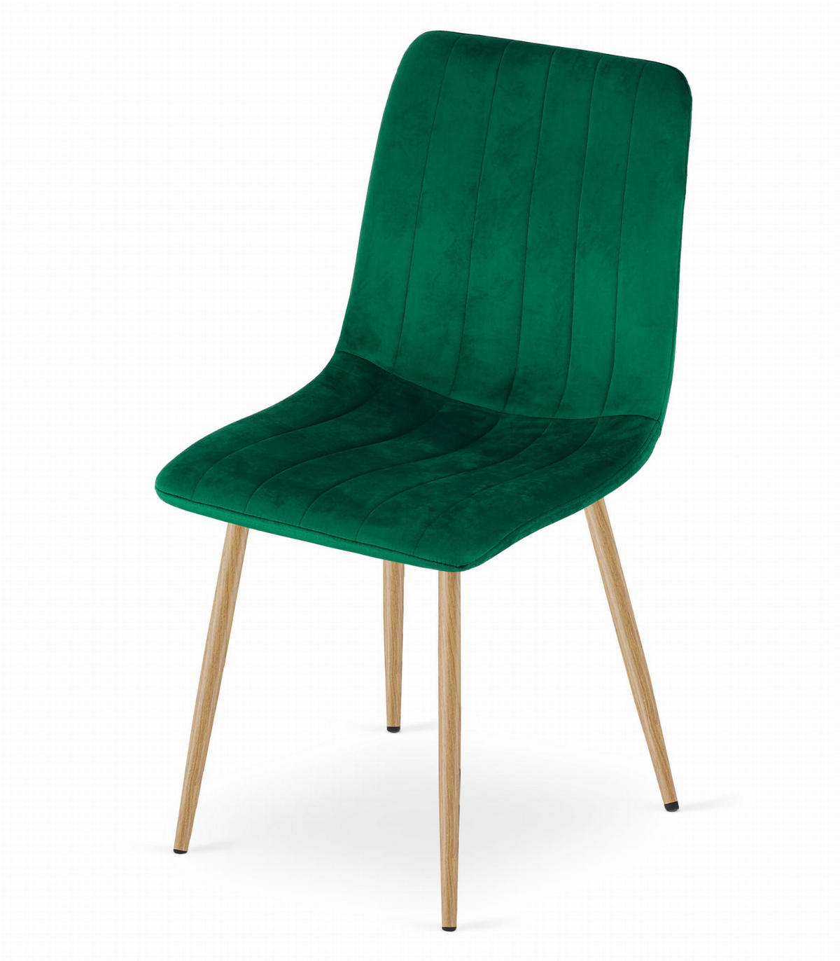 STUHL ORSARA 6-er Set, Grün, Metallbeine in Holzfarbe, mit Samtstoff gepolstert - Grün, Textil/Metall (43/90/51cm) - Komodee