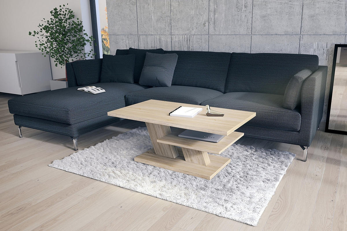 COUCHTISCH rechteckig Sonoma Eiche mit Ablage - Sonoma Eiche, Holzwerkstoff (60/110/45cm) - designimpex