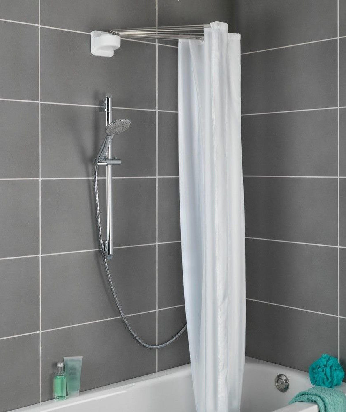 DUSCHSTANGE mit 12 Armen 96/72/10,5 cm - Weiß, Kunststoff (96cm) - Wenko