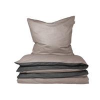 BETTWÄSCHESET Doubleface - Feinbiber - 2-teilig - 135 x 200 cm - Taupe-Schwarz - Schwarz, Textil (155/220cm) - SCHIESSER