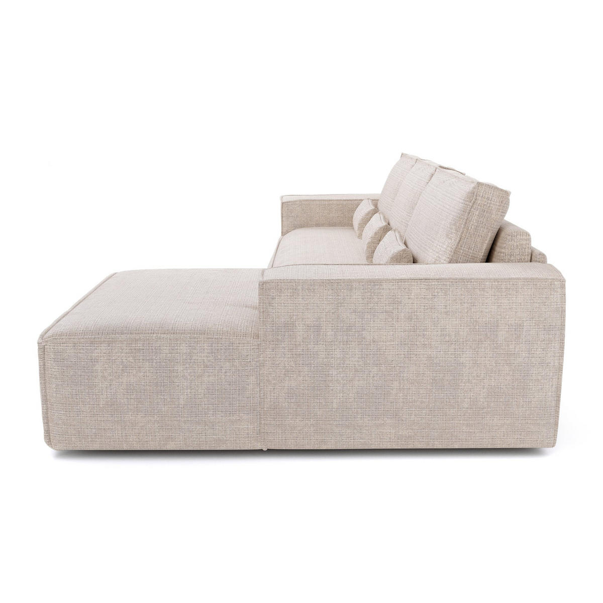 ECKSOFA rechtwinklig JUNE Geprägter Samt Creme 320cm - Creme, Textil (320/165cm) - Premium Interiors