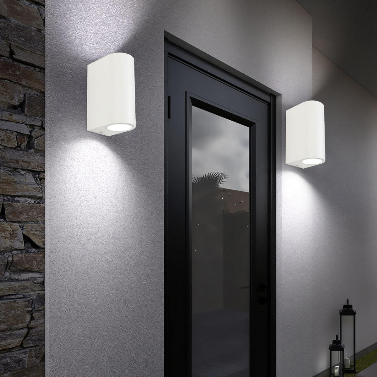 LED AUSSEN-WANDLEUCHTE Weiß Up & Down - Weiß, Metall (6.8/15/9cm)