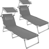 GARTENLIEGE 2er Set Chloé,190 x 68 x 65 cm,grau - Grau, Kunststoff (68/65/190cm) - tectake