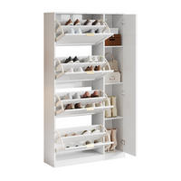 SCHUHSCHRANK mit Spiegeltüren 80 x 147 x 24 cm Weiß - Weiß, Holzwerkstoff (24/147/80cm) - Beauniv