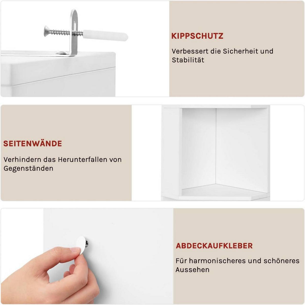 REGALE Bücherregal mit 5 offenen Fächern, Weiß - Weiß, Holzwerkstoff (25/147/25cm) - Woltu