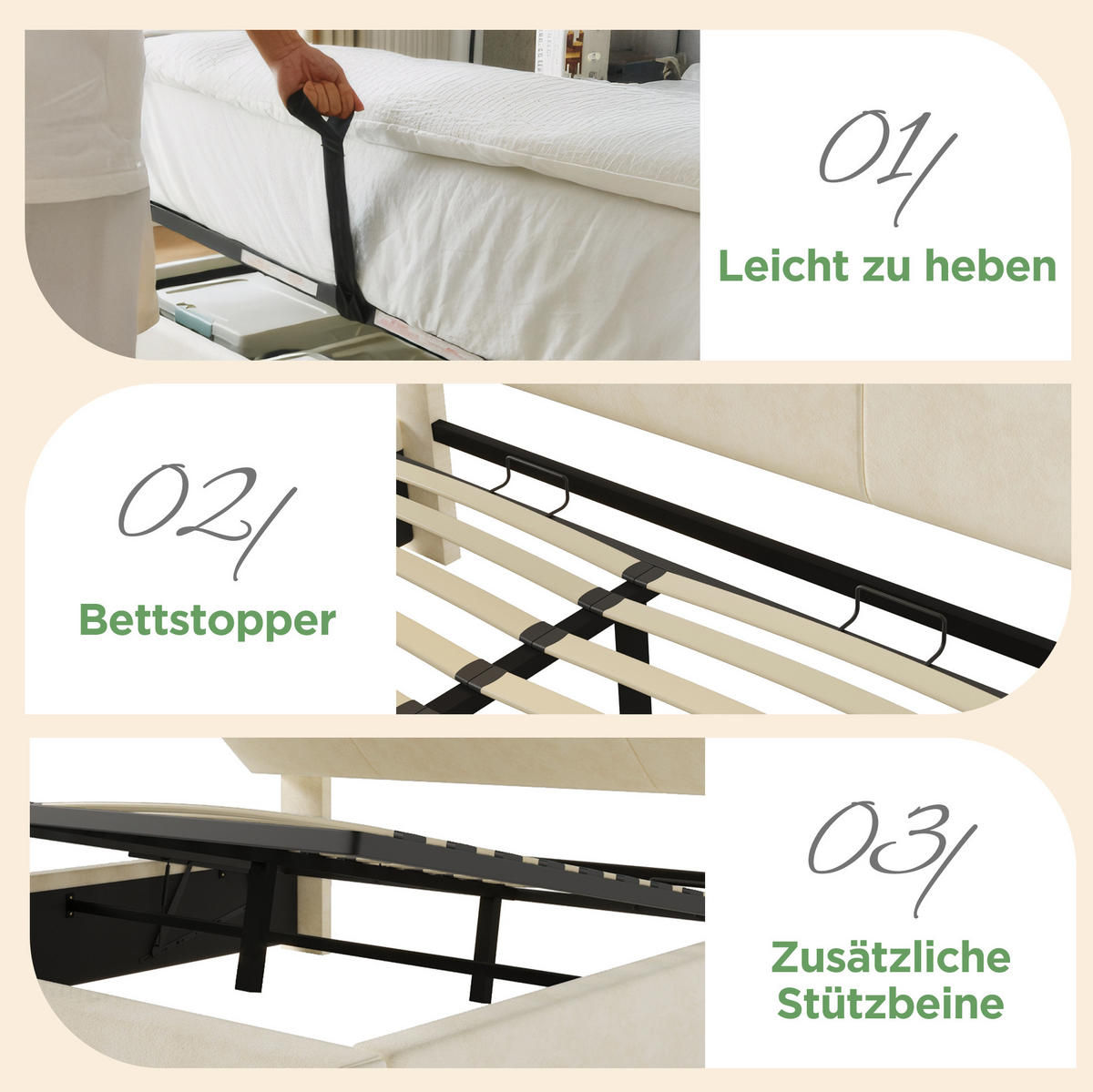 ČALÚNENÁ posteľ 201/145/100–110 cm béžová zo zamatu s LED osvetlením a USB nabíjaním - béžová, textil (140/190cm) - BEAOK