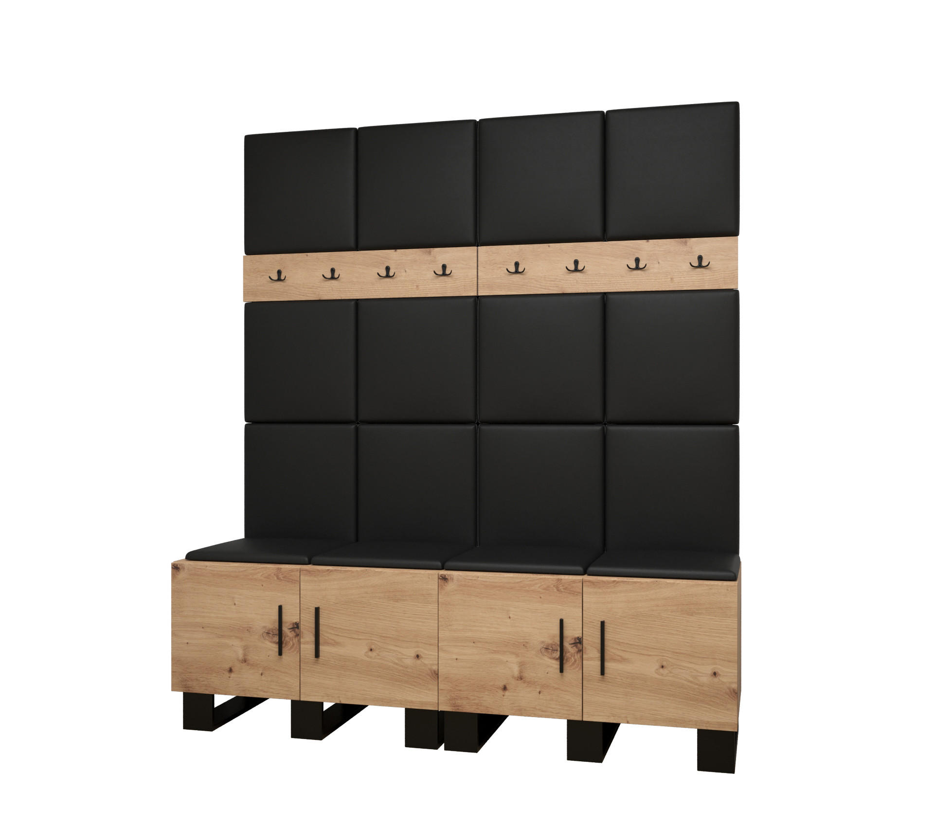 GARDEROBEN-SET 196/168/45,6 - Schwarz/Eiche Artisan, Holz/Kunststoff (168/196/45.6cm) - Abiks Möbel