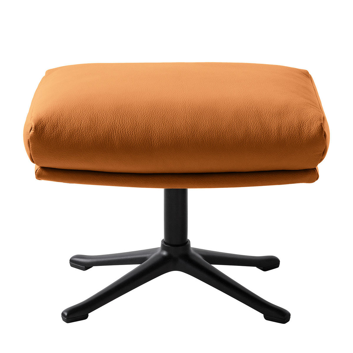 POLSTERHOCKER mit Kreuzfuß - Chromfarben/Cognac, Leder/Metall (51/37/41cm) - home24