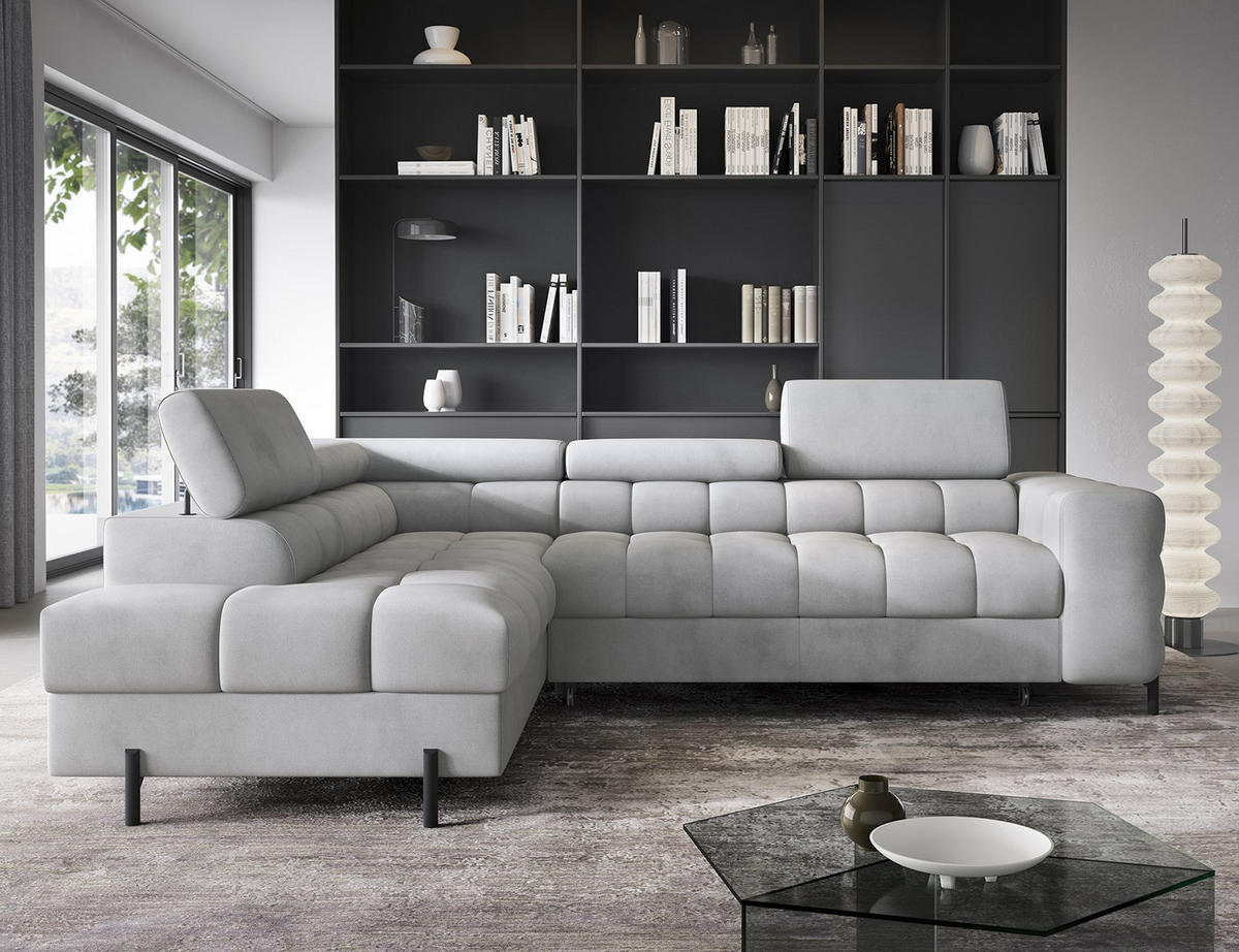 ECKSOFA Ferrucio L - Grau (Paros 05) - Grau, Holzwerkstoff (276/200cm) - Möblo