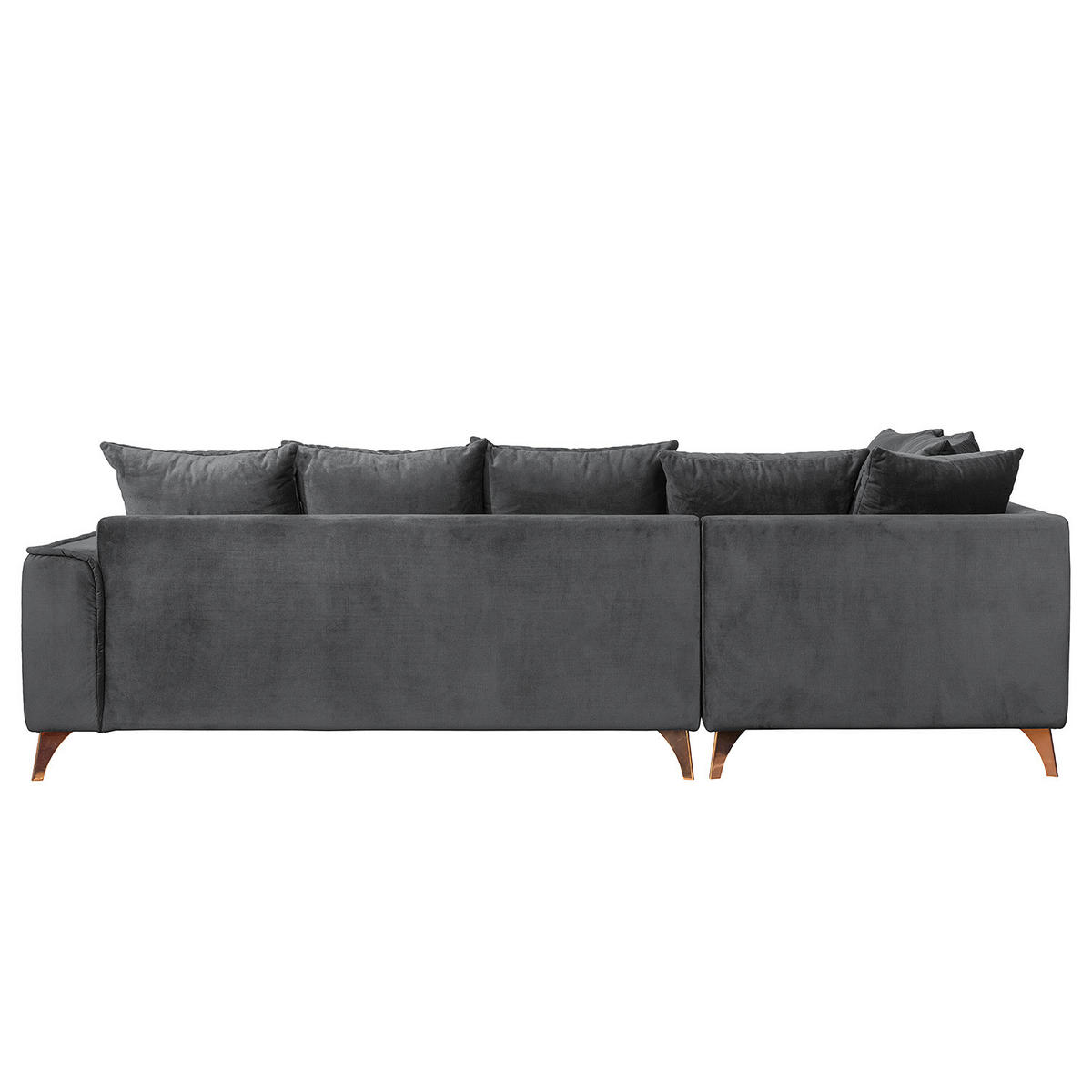 ECKSOFA mit Ottomane - Samt - Schwarz, Textil/Metall (288/245cm) - home24