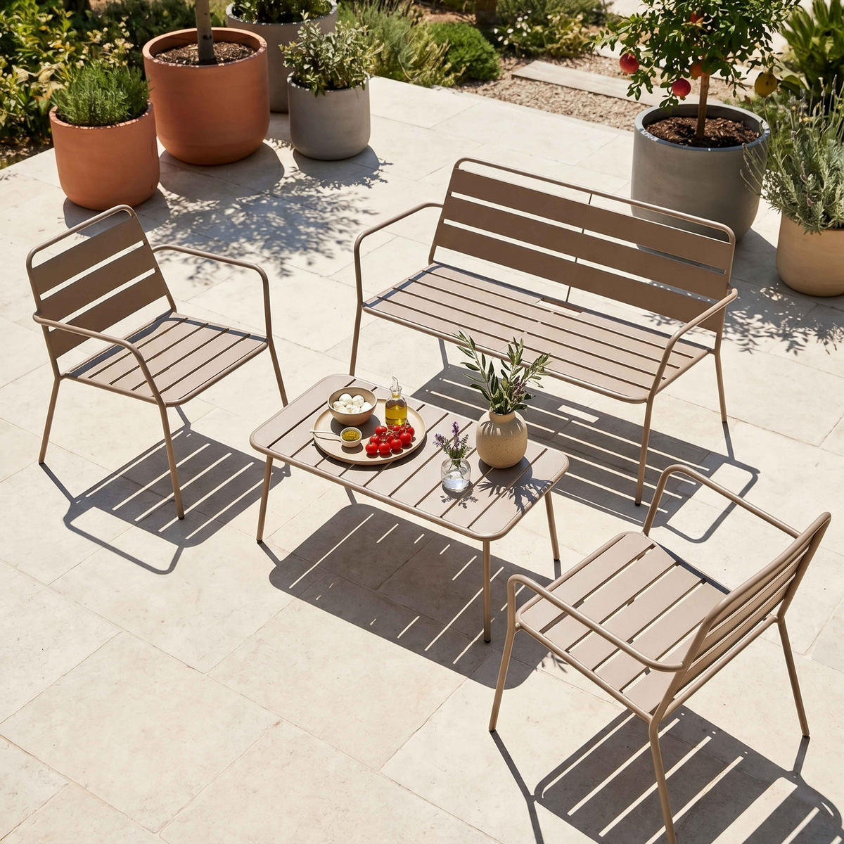 GARTENSTUHL taupefarben, Metall - Taupe, Metall (65/76/70cm) - Oviala