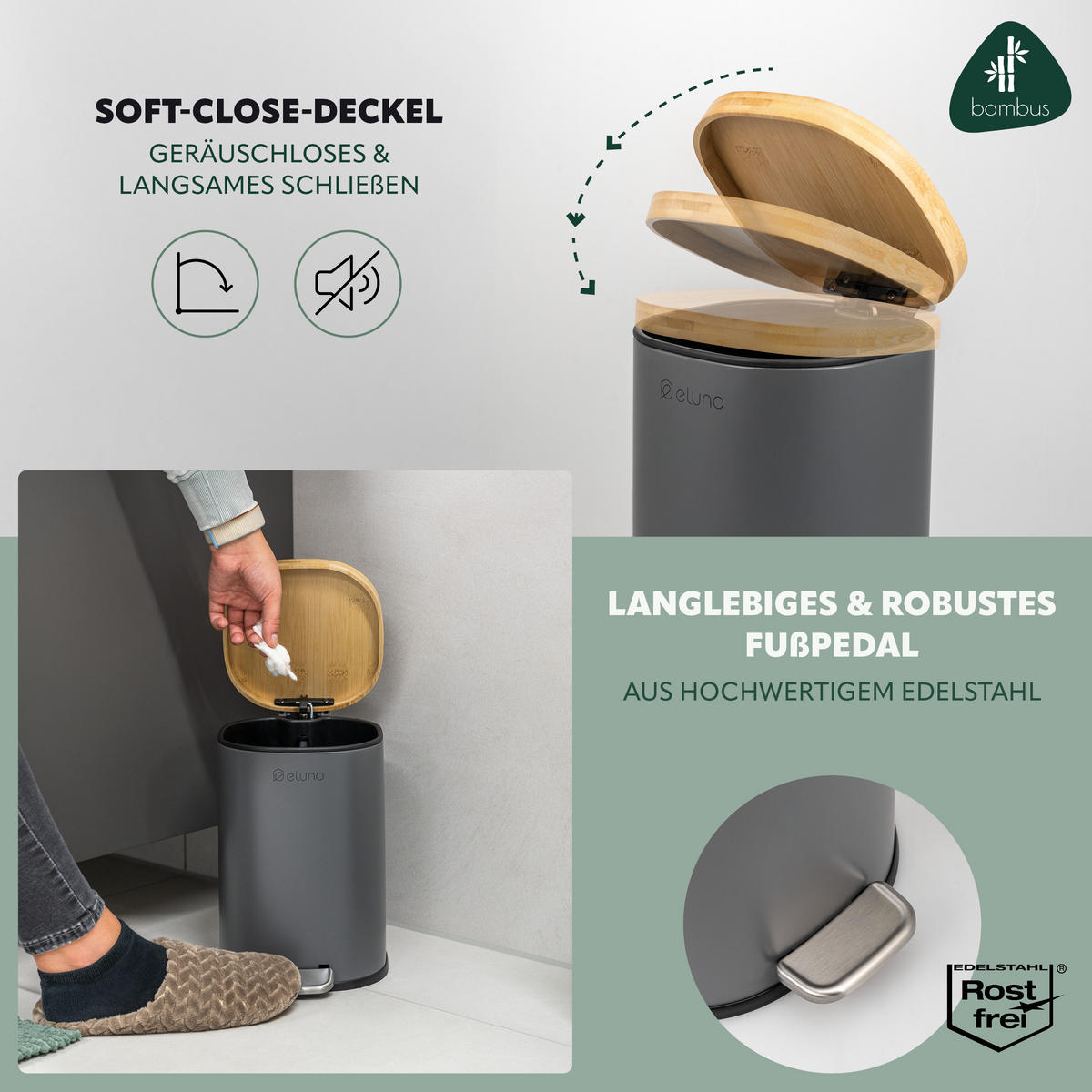 BADEZIMMER-SET FRAMURA 2tlg., grau - Grau, Metall (18.5/27.5/23cm) - eluno