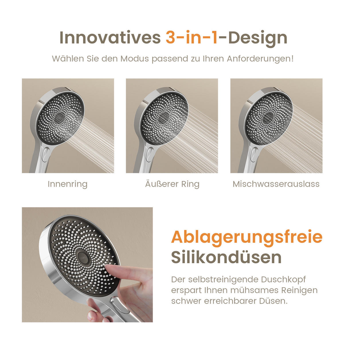 ÜBERKOPFBRAUSESET mit Thermostat Runde Überkopfbrause Vielseitig Chrom - Chromfarben, Metall (35.5/119/40cm) - EMKE